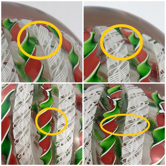 Perthshire 1985 Christmas Crown Shepherd and Sheep Latticinio Twist Paperweight - Picture 13 of 14